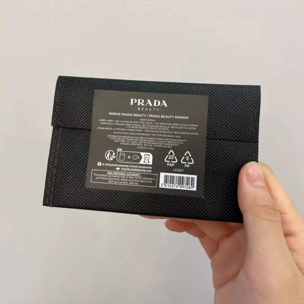PRADA Beauty Logo Triangle HandHeld Purse Mirror - Picture 5 of 9